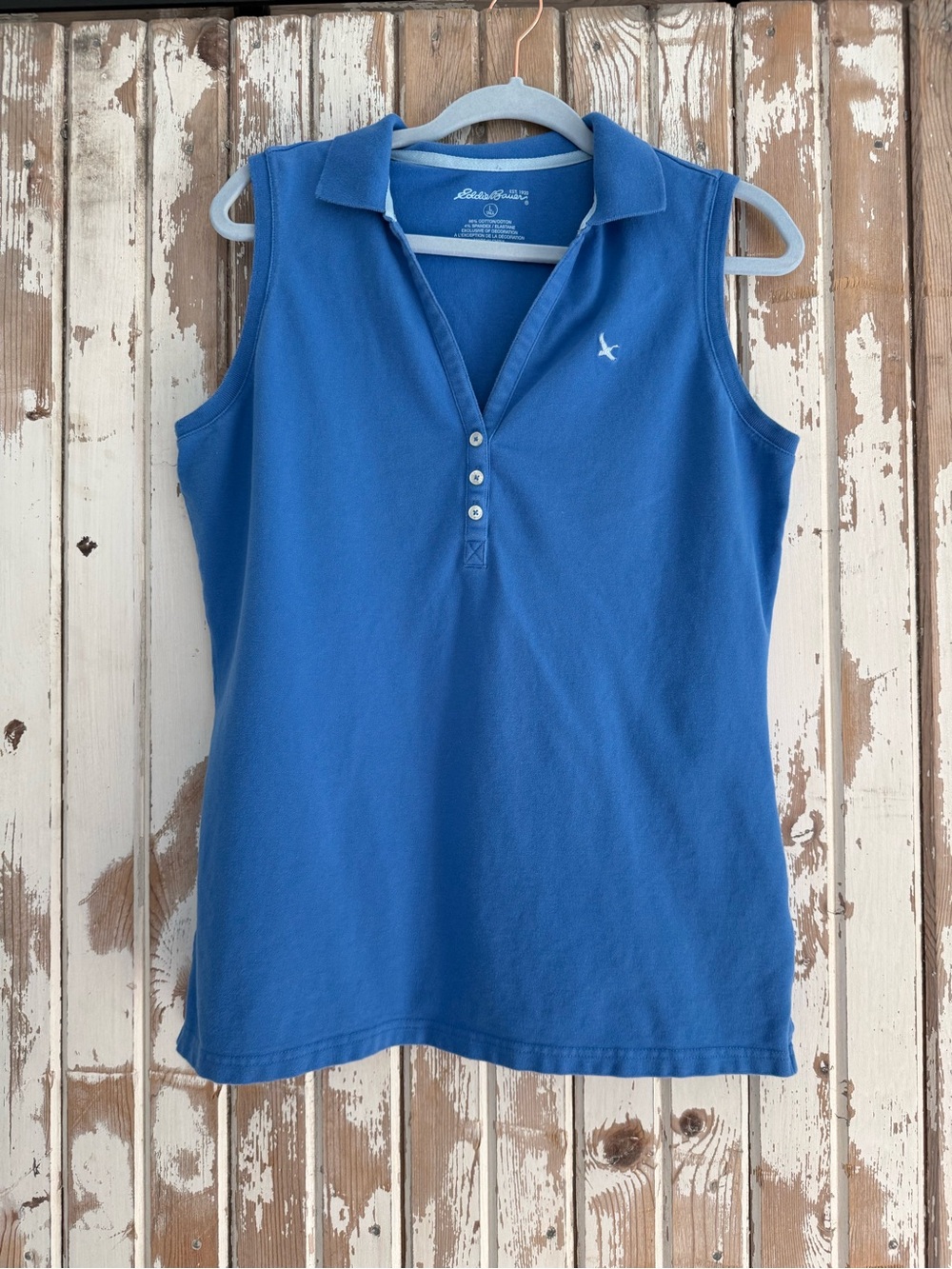 Eddie Bauer Women’s Blue Sleeveless Polo Tank, Large Tall
